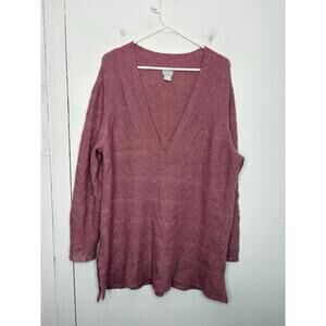 Chicos Sweater Womens Extra Large 3 Low V Neck Super Soft Pullover Knit Mauve